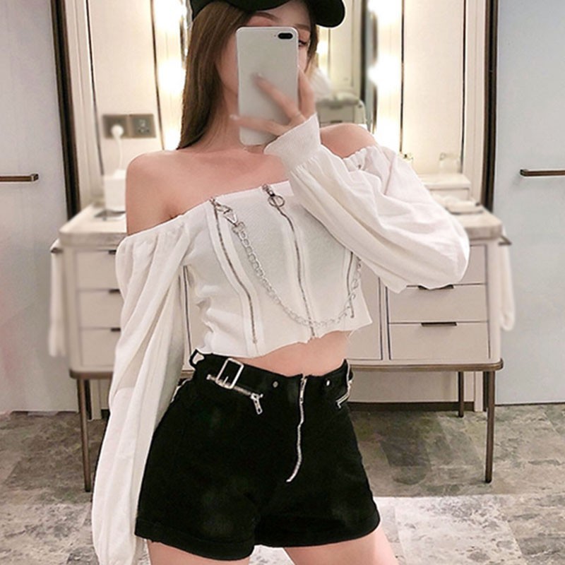 Áo Dệt Kim Dài Tay Cổ Vuông Thời Trang Mùa Thu Cho Nữ