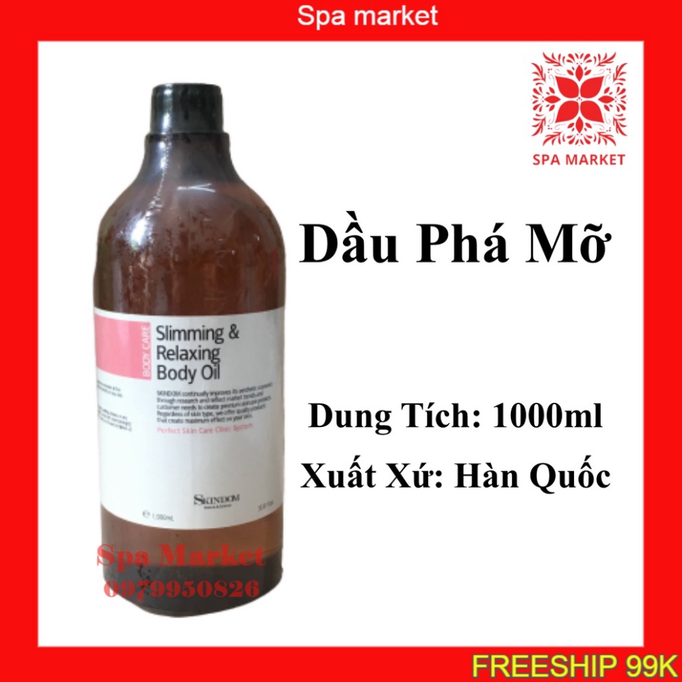 Dầu phá Mô mỡ Skindom DẦU MATXA GIẢM BÉO GIẢM MỠ 1000ml