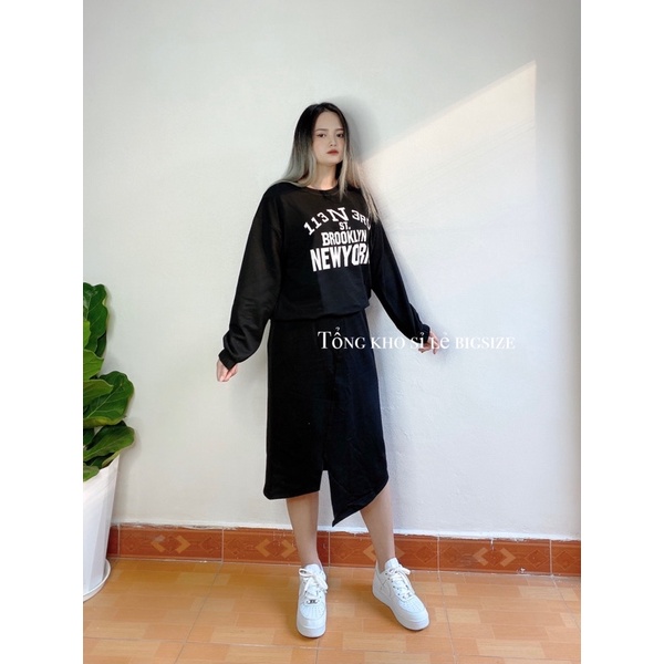 [Ảnh thật 100%] Set váy bigsize từ 60-100kg chất nỉ da cá không bai xù
