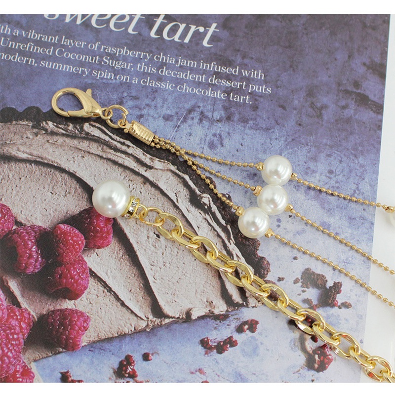 Thắt Lưng Dây Xích Mạ Vàng Mỏng Đính Ngọc Trai Thanh Lịch Cho Nữ