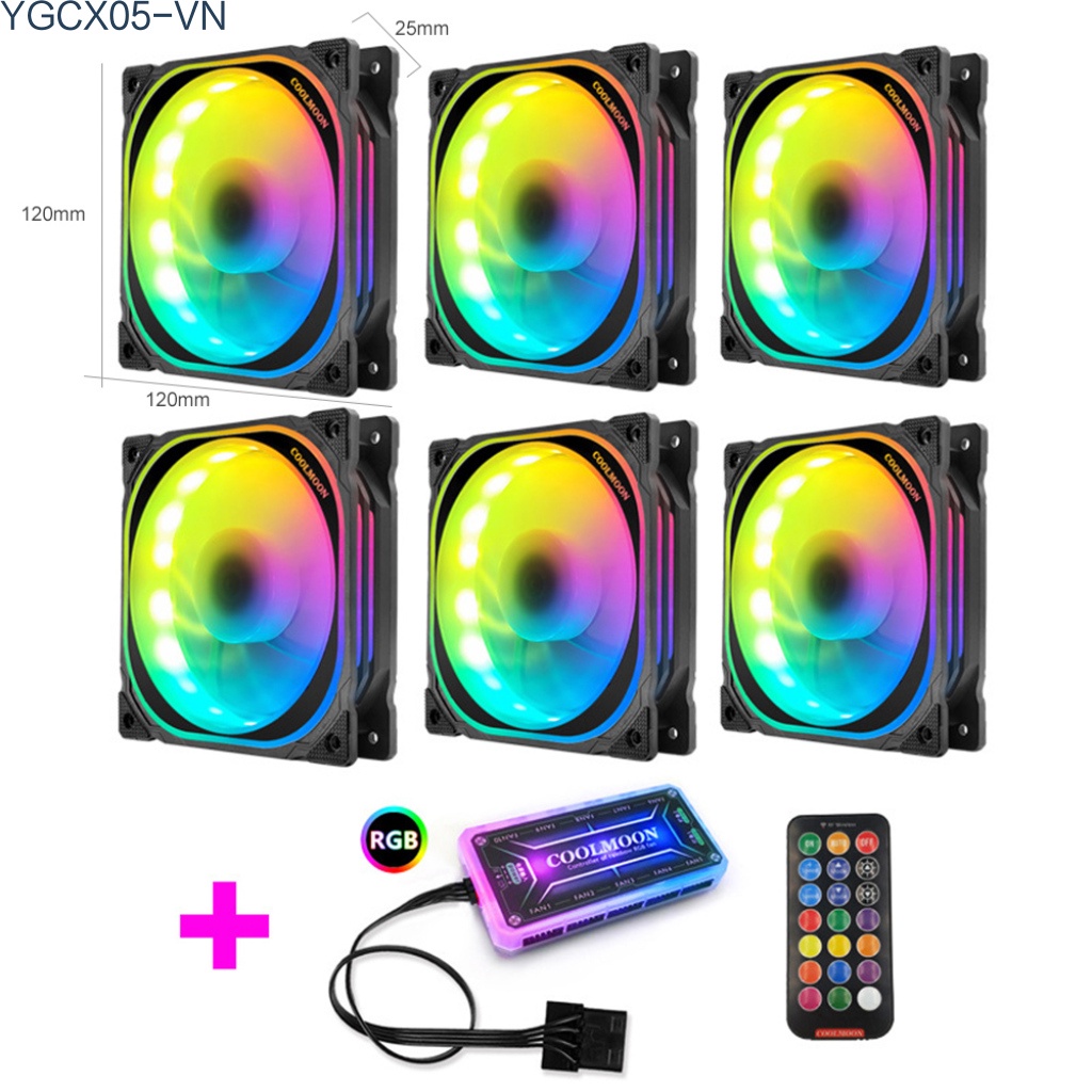 Quạt Tản Nhiệt Có Đèn Led 6 Pin Rgb Kèm Điều Khiển Từ Xa Cho Máy Tính Ốp | BigBuy360 - bigbuy360.vn