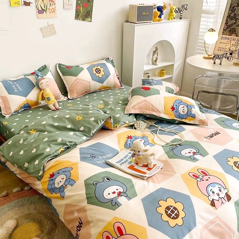 Bộ chăn ga gối cotton poly NUA Fashion Bedding drap giường ga trải giường poly vỏ chăn và 2 vỏ gối nằm Hàn Quốc 1m6/1m8