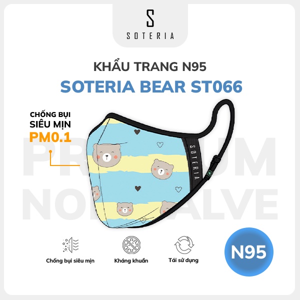 Khẩu trang thời trang SOTERIA Bear ST066 - N95 lọc 99% bụi mịn 0.1 micro - Size S,M,L