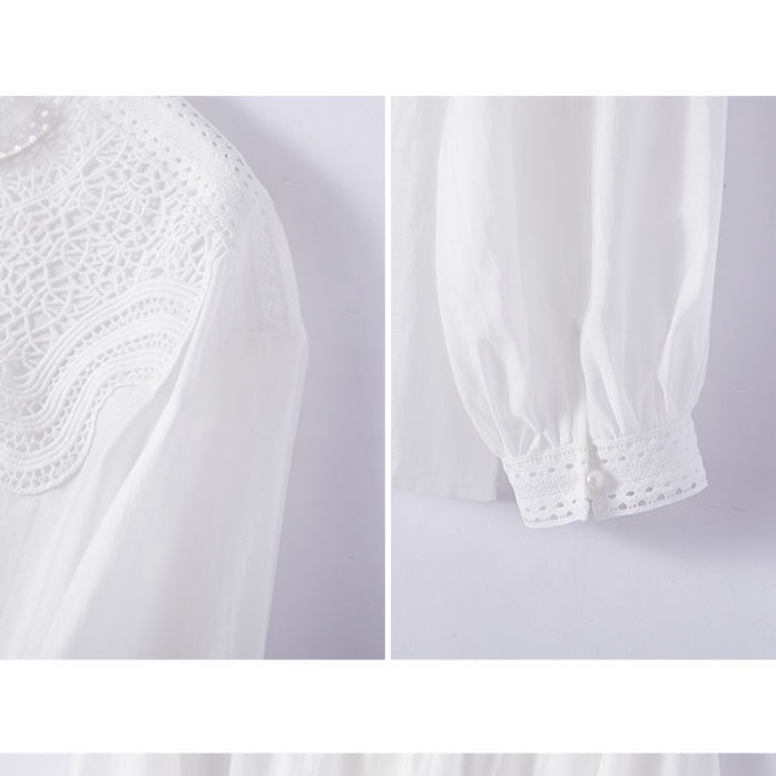 Áo Sơ Mi Trắng Tay Dài Cổ Đứng Phong Cách Pháp Thanh Lịch Thời Trang Xuân Thu 2022 Cho Nữ