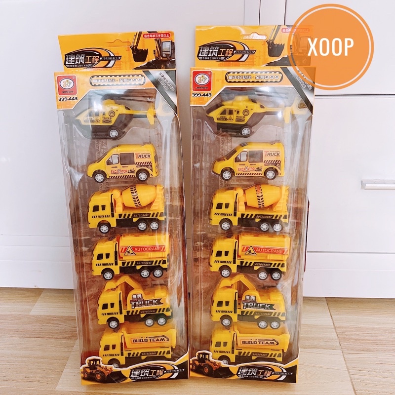 Sale !!! Đồ chơi ! Hộp 6 xe công trình xây dựng màu vàng cho bé H3 (SP002091 ) shop phúc yến