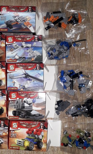 Sét 10 hộp lắp ráp Lego_Báo Động đỏ 1244 có 10 xe và máy bay các loại bằng nhựa ABS