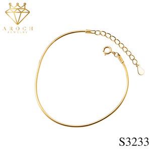 Vòng tay bạc Ý s925 xi vàng trắng xương rắn ngọt ngào S3233 - AROCH Jewelry