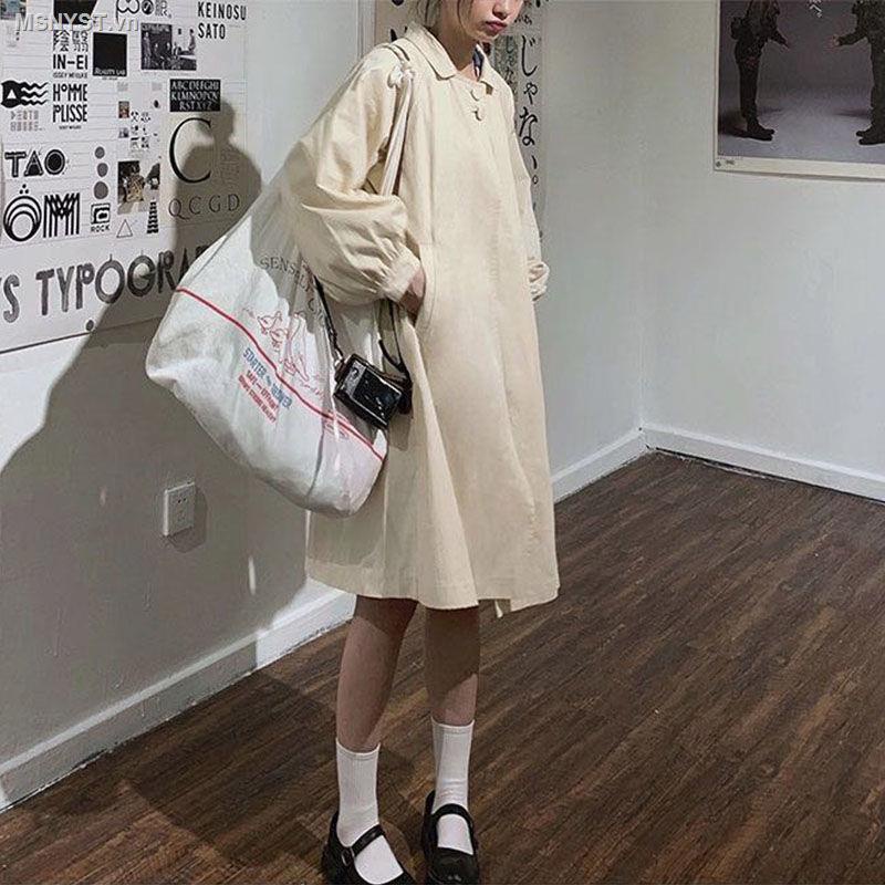 MINGBO Áo khoác gió dáng rộng tay phồng cổ búp bê Nhật Bản có khóa cài
 | BigBuy360 - bigbuy360.vn