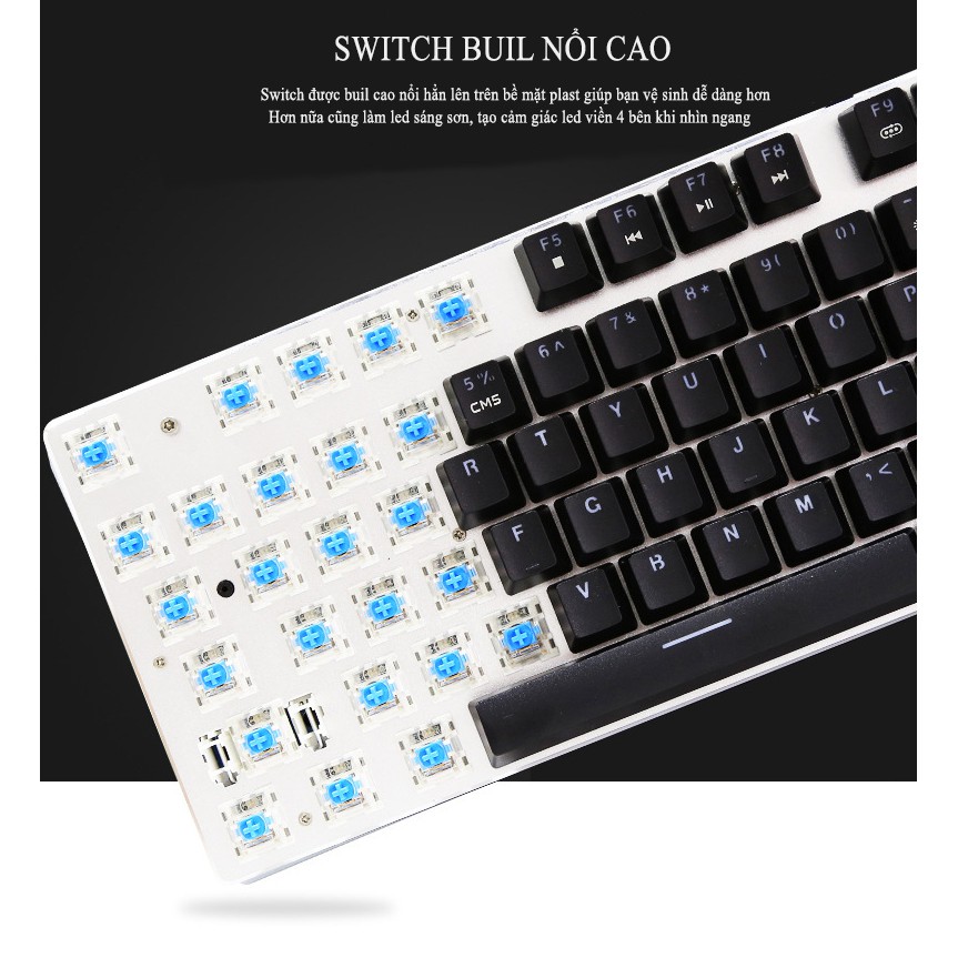 Bàn phím cơ Metoo zÊrÔ FullSize 104 phím LED RGB, Led Rainbow | BigBuy360 - bigbuy360.vn