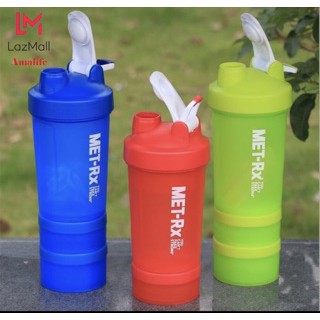 Bình Lắc Met Shaker Tập GYM 3 Ngăn 500ml Chế Sữa Protein - Đa Năng