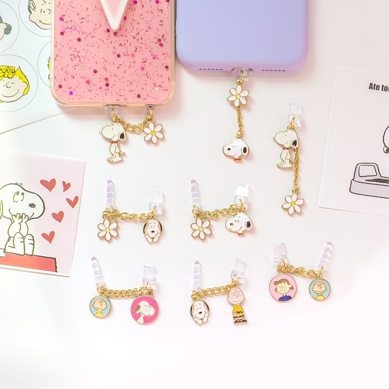 Nút Bịt Chống Bụi Cho Cổng Sạc Điện Thoại Di Động Hình Charlie Snoopy
