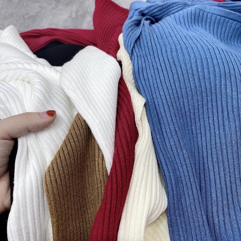 Áo len gân cổ vuông Quảng Châu (kèm ảnh thật)
