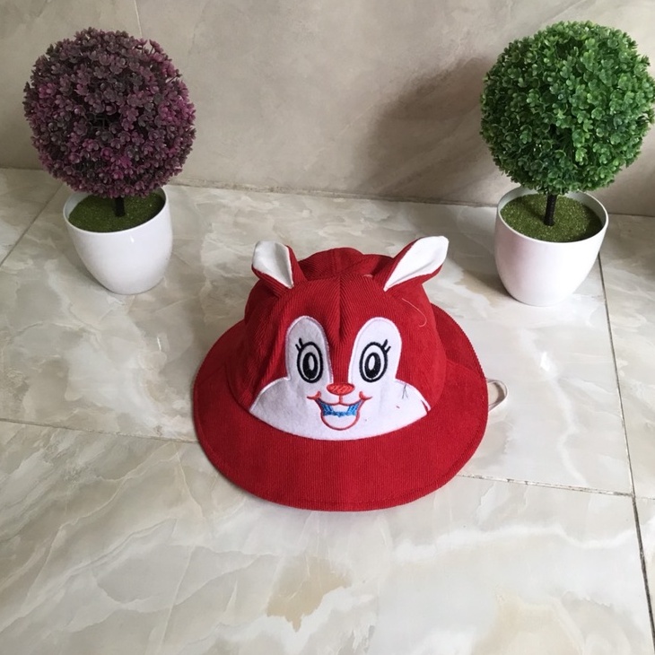 Mũ rộng vành cho bé hình THỎ vải NHUNG mềm êm (Cam kết ảnh thật)_Baby1