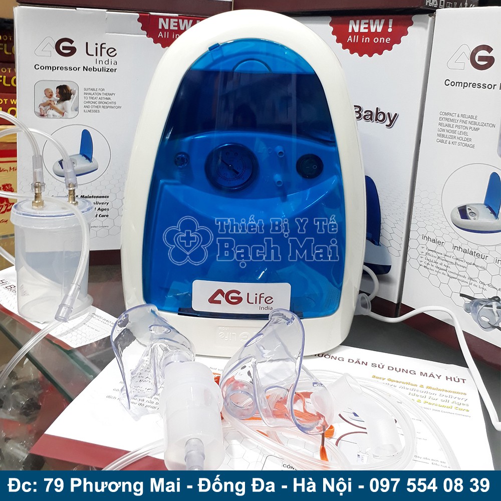 Máy Xông Hút Mũi Họng 2in1 AG LIFE HI BABY - Hàng Chính Hãng Bảo Hành 08 Năm