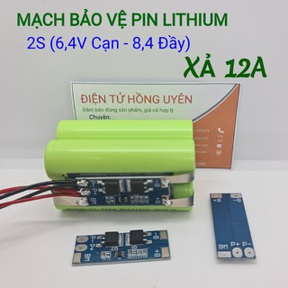 Mạch bảo vệ pin Lithium 2S 12A. Dòng xả 12A Chuyên dùng đóng khối pin 2S (6,4V cạn - 7,2V trung bình - 8,4V đầy)