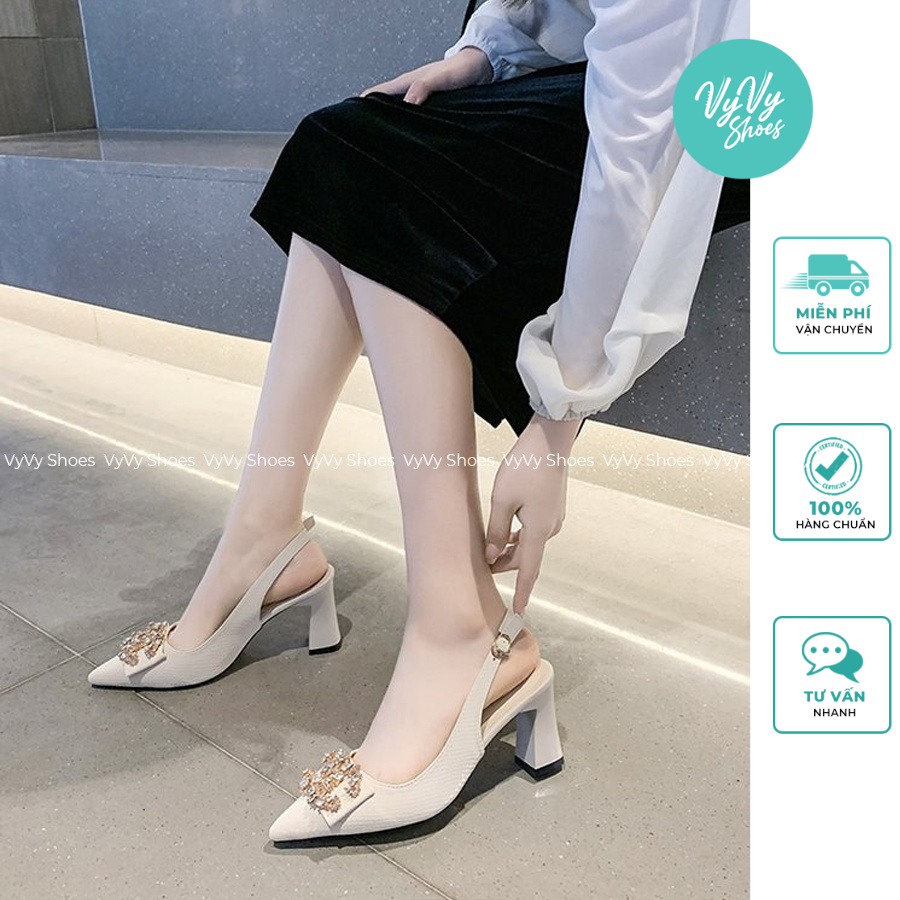 Slingback da sần đế 7 phân VyVyShoes M2202