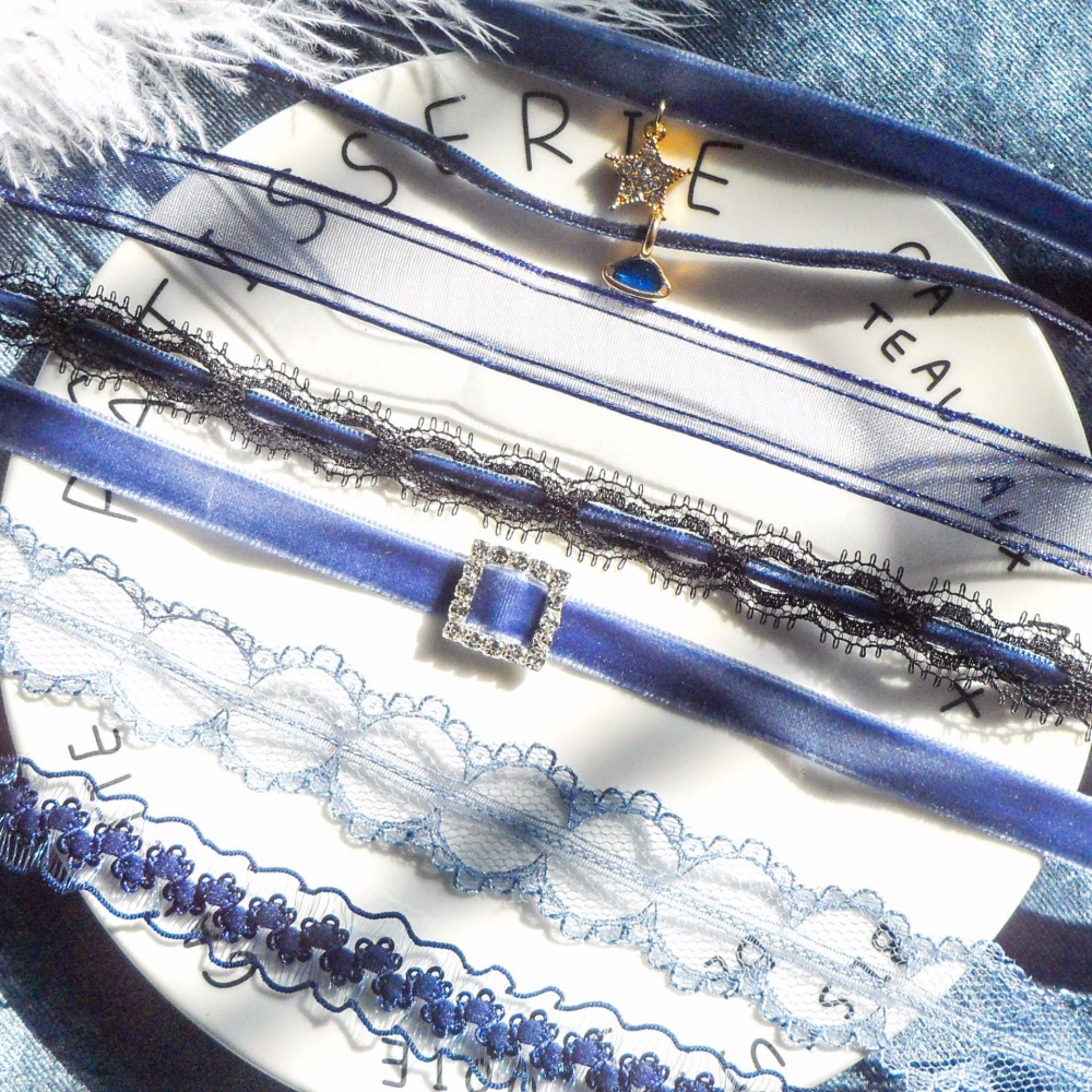 Vòng Cổ choker Dây Nhung Phối Ren Phong Cách Nhật Hàn