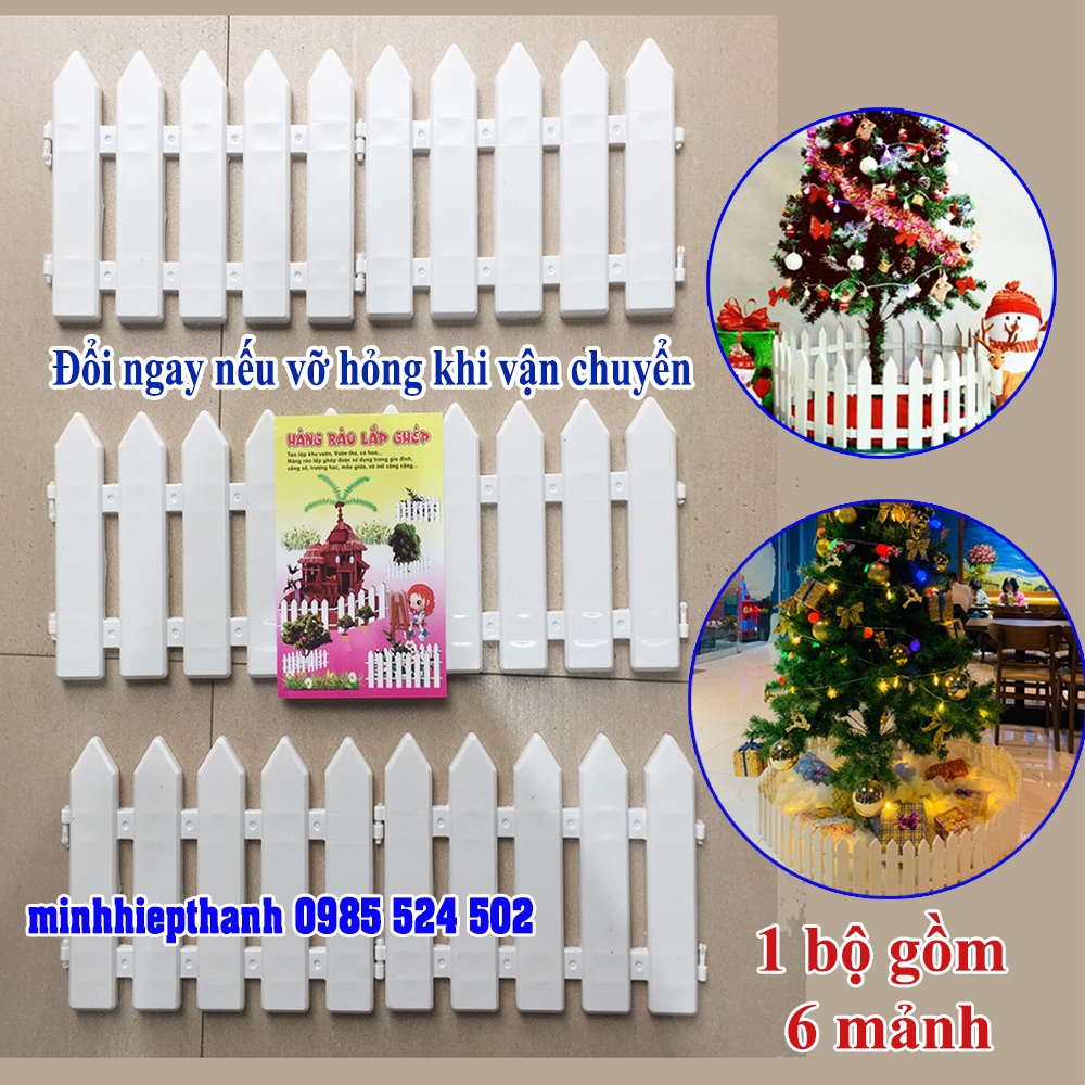 Hàng rào lắp ghép cao 20cm trang trí cây thông Noel, cây đào, sân vườn ( giá trên là 1 bộ 6 mảnh ghép) dài 1m6