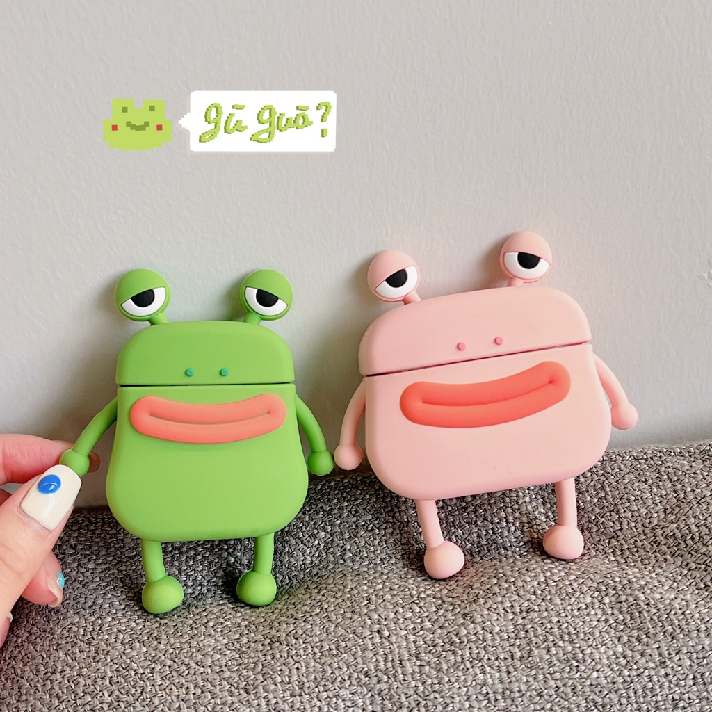 Vỏ Bảo Vệ Hộp Sạc Tai Nghe Airpods 1 2 3 Pro Chống Sốc Hình Ếch Xúc Xích Dễ Thương