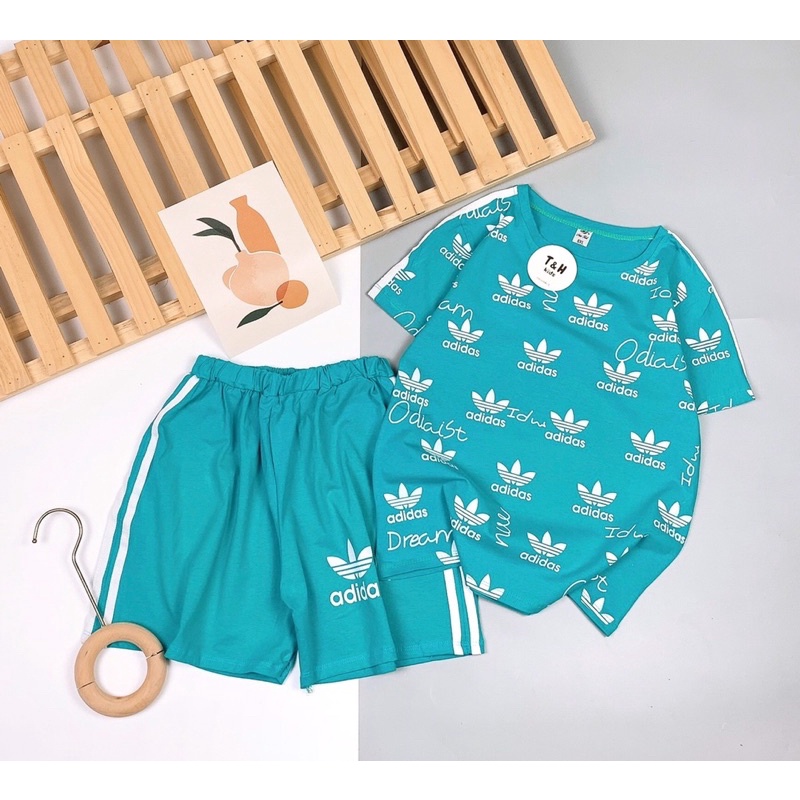 size 28-38kg bộ adid chạy viền sọc khoẻ khoắn cho bé - bddc