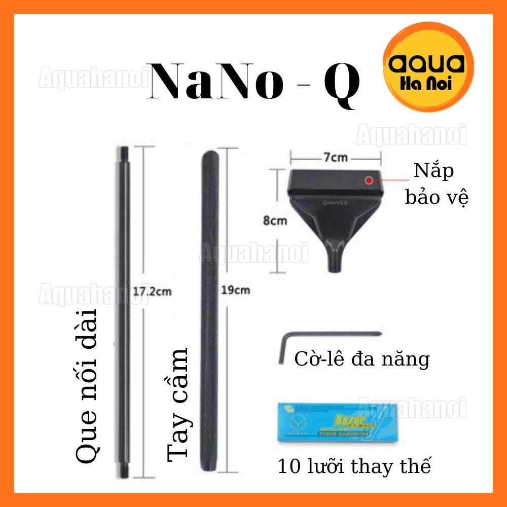 Dao cạo rêu Qanvee NaNo Q hợp kim nhôm - vệ sinh thành hồ cá cảnh thủy sinh