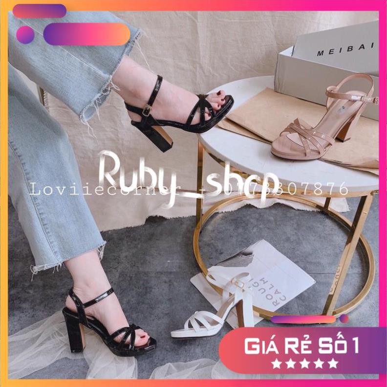RUBY_SHOP- GIÀY SANDAL CAO GÓT ĐẾ ĐÚP ĐẾ VUÔNG 10CM - SANDAL CAO GÓT QUAI MẢNH DÂY CHÉO GÓT 10 PHÂN G201013