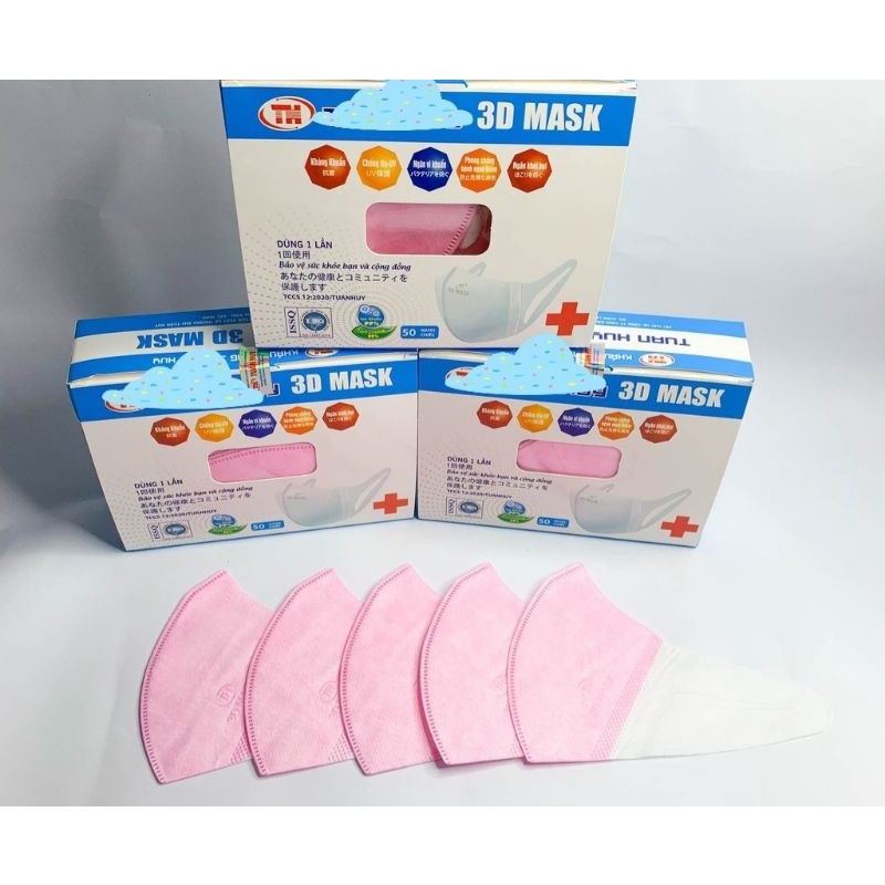 Khẩu trang 3D Mask màu HỒNG đẹp