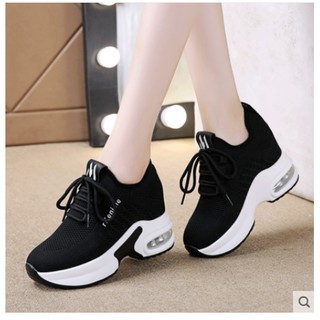 T15 giầy thể thao nữ độn đế màu đen cá tính