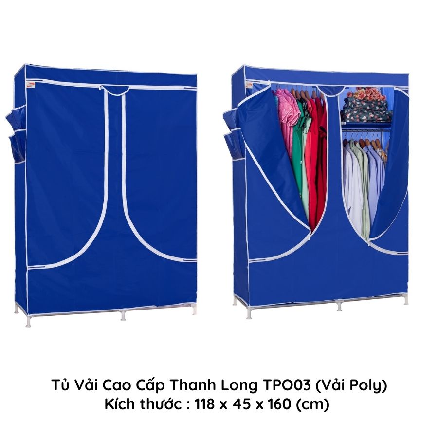 Tủ Vải Polyester Cao Cấp THANH LONG TPO03 | Kích Thước : 118 x 45 x 160 (cm) | Có Thể Giặt Sấy | Hibucenter