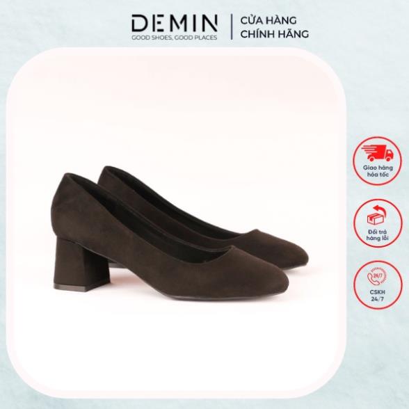VIP Giày Cao Gót Da Lộn DEMIN Cao Gót Bít Mũi 5P - DCG079