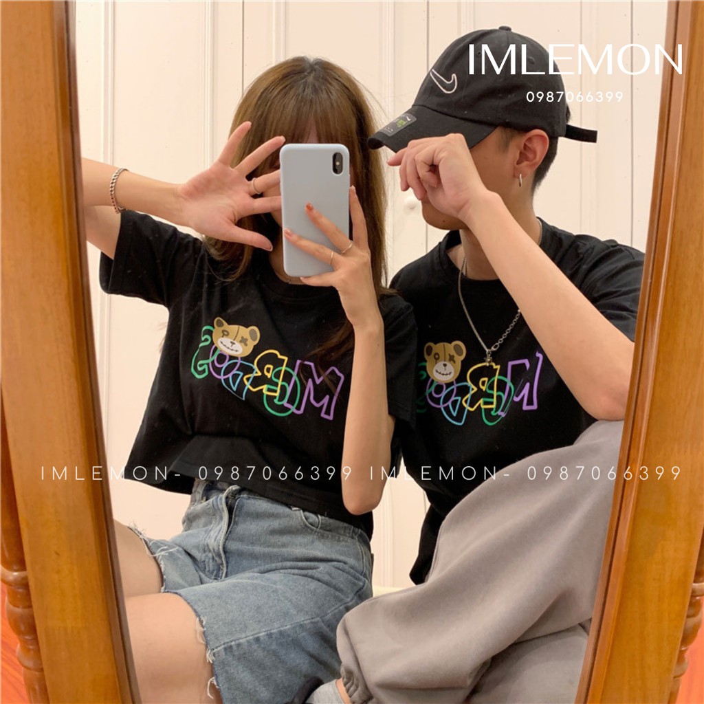 [Mã FAMARAL1 giảm 10K đơn 50K] Áo Thun Nam Nữ MCRDOS BEAR Croptop và Áo Thun Form Rộng Couple Team