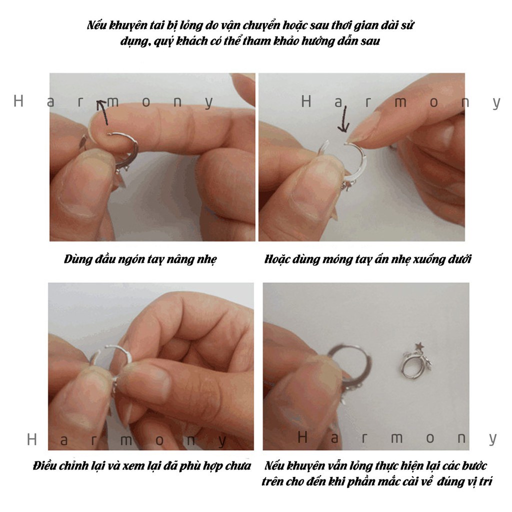 Khuyên tai tròn nam bạc trơn nhiều mẫu đơn giản cá tính (1 chiếc) | GEMY SILVER