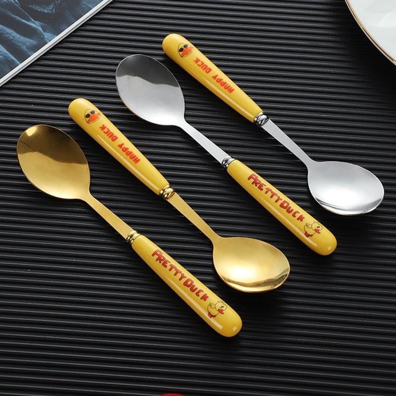 Bộ 6 Thìa Muỗng Inox Mạ Vàng Vịt Vàng Duck Full Hộp
