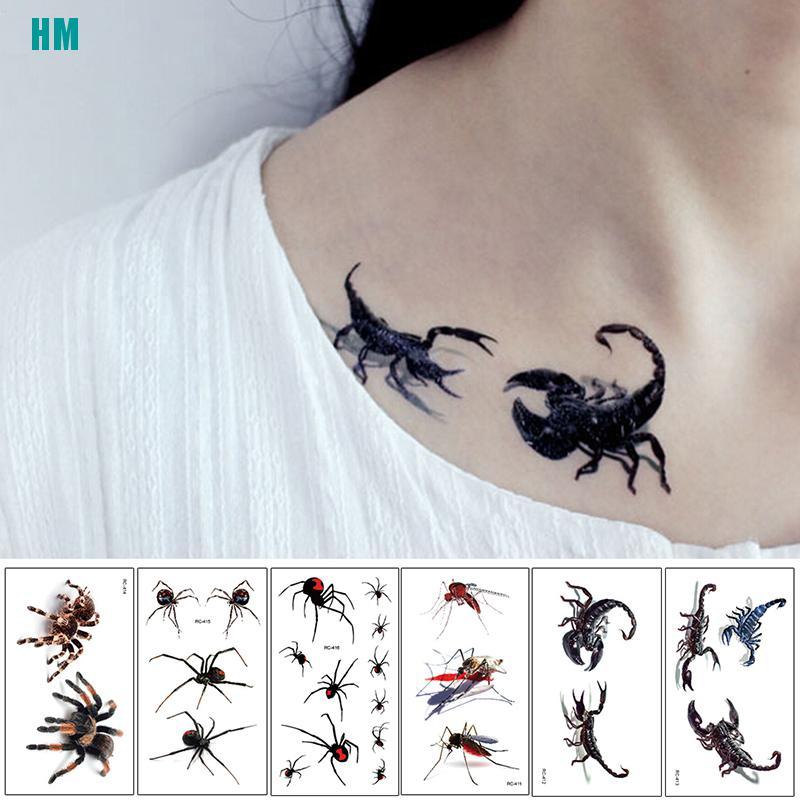 SCORPION (Hàng Mới Về) Hình Xăm Dán Tạm Thời Hình Nhện Bò Cạp 3d Độc Đáo