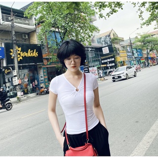 Áo thun nữ dáng ôm croptop chất thun gân / thun tăm mát lạnh vnxk