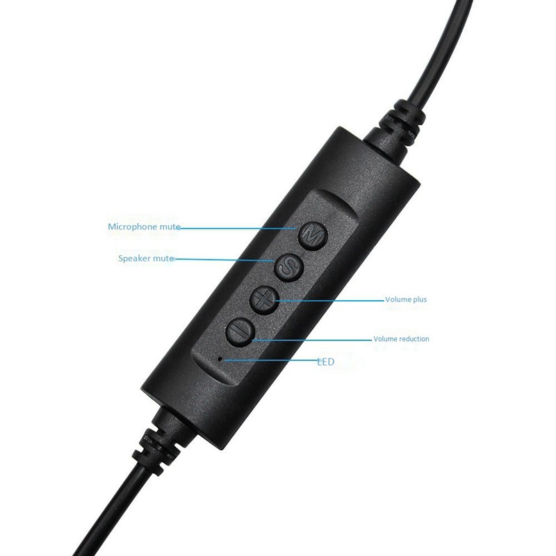 USB Mic Monaural Headphone for PC Home Phone Service Plug and Play