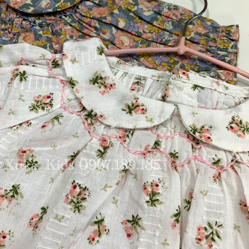Áo Sơ Mi Cộc Tay Hoa Cổ Sen Bé Gái Hàng QCCC [hãng Cutemilybaby] | Áo sơ mi hoa tay ngắn bé gái [Xukakids]