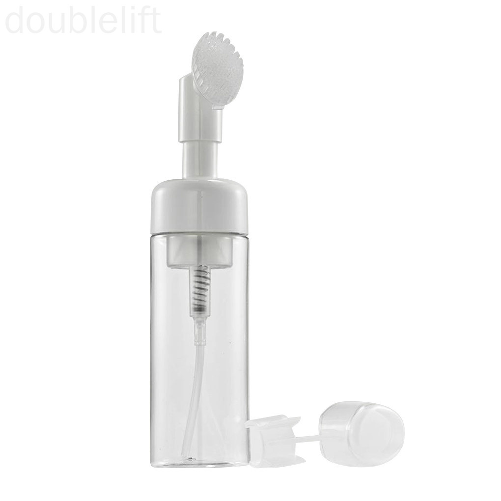 Chai nhựa đựng xà phòng dạng nhấn kèm đầu cọ rửa mặt du lịch mini 150ml