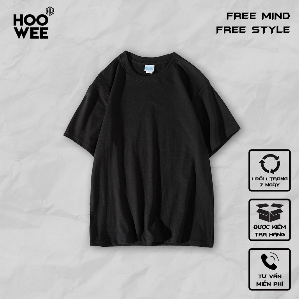 Áo thun trơn cotton oversize unisex tay lỡ HEYBIG kiểu dáng ulzzang phong cách hàn quốc