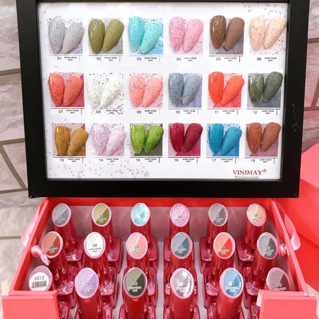 Set sơn gel giả bột hạt cát đen 18 chai vinimay làm móng tay chân