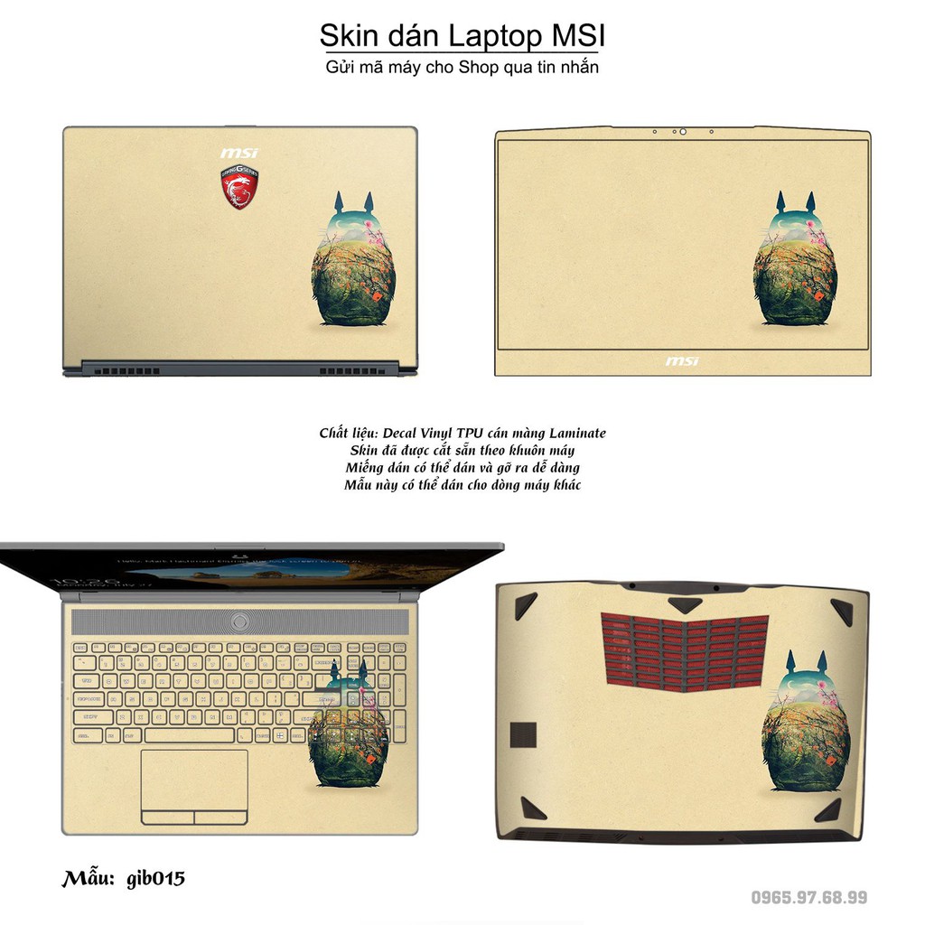 Skin dán Laptop MSI in hình Ghibli image (inbox mã máy cho Shop)