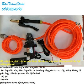 Bộ rửa xe dùng máy bơm tăng áp mini 12v tự ngắt FUJI A3Pro