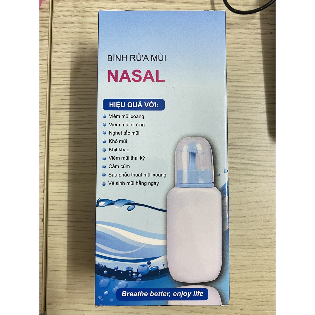 Bình Rửa Mũi Cho Bé Nasal 240ml +5 Gói Muối Rửa Mũi Xoang,Làm Sạch An Toàn Khi Sử Dụng