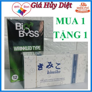 [Mua 1 Tặng 1] Bao Cao Su Siêu Mỏng KiMiKo hộp 12 Bao- Tặng Kèm 1 Hộp Bigboss 12 Bao