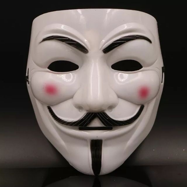 Mặt nạ Hacker Anonymous hóa trang màu trắng chất liệu an toàn phù hợp nhiều lứa tuổi