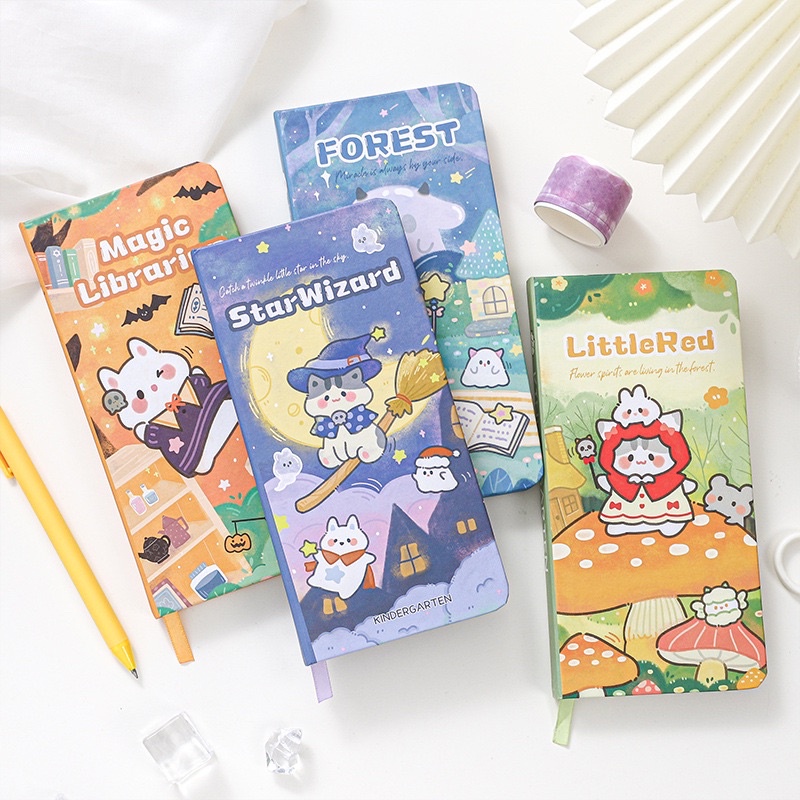 Sổ Tay Slim Sổ Bullet Journal Ruột Caro Chủ Đề Mèo Và Thỏ Đáng Yêu Mẫu Mới 2022