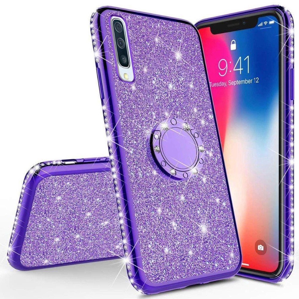 Ốp điện thoại kim cương lấp lánh có nhẫn đỡ cho Samsung Galaxy A50 A70 A80 A90 A10 A20 A30 A60 A50s A30s A20s A10s A70s | BigBuy360 - bigbuy360.vn