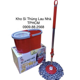 Bộ thùng lau nhà 360 kèm cây lau nhà mâm nhựa bông cotton