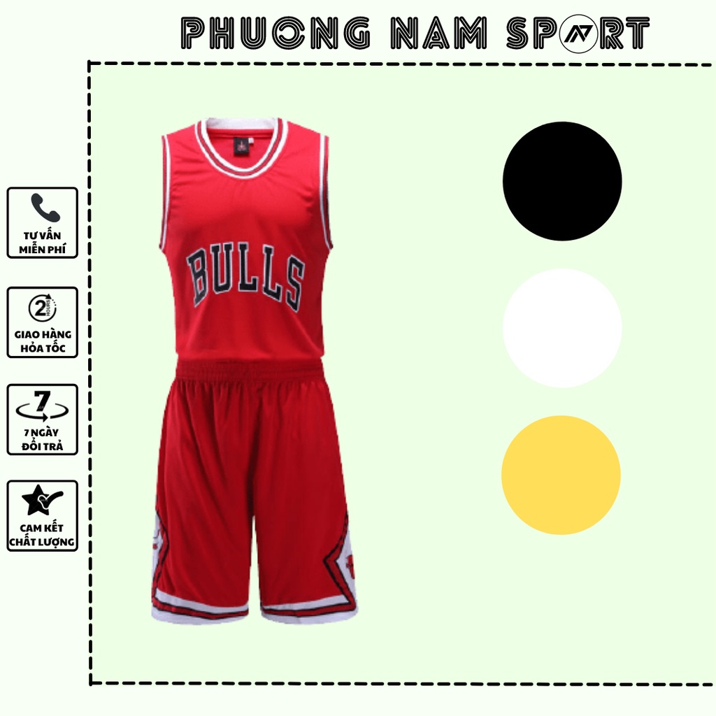 BỘ QUẦN ÁO BÓNG RỔ BULL VẢI MÈ CAO CẤP ĐỦ MÀU