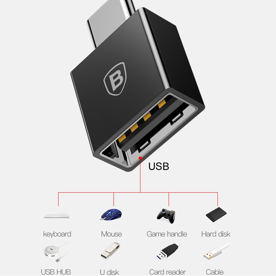 Đầu chuyển đổi loại C qua ổ USB cho Android Baseus